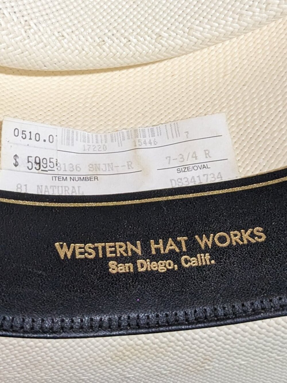 Churchill Ltd. Vintage Straw Vagabond Gambler Hat Size  17-3/4 - Picture 5 of 8